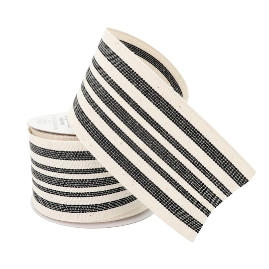 12 Pack: 2.5" x 25ft. Faux Cotton Wired Striped Ribbon by Celebrate It™ Décor